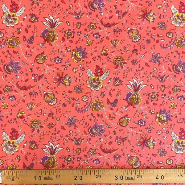 Tissu Coton imprimé Holicorail fleur corail Tissu Coton imprimé Holicorail fleur corail