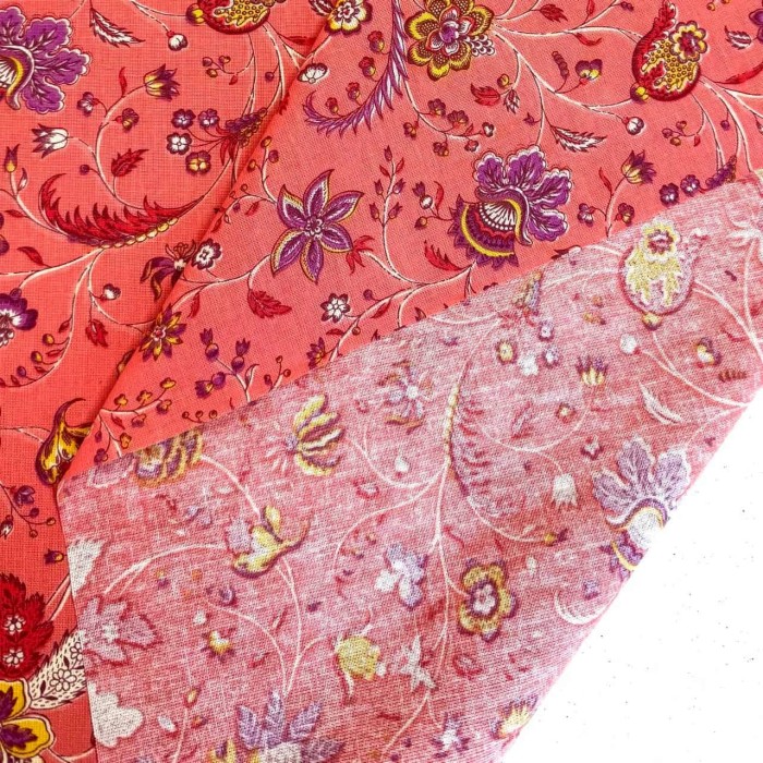 Tissu Coton imprimé Holicorail fleur corail Tissu Coton imprimé Holicorail fleur corail