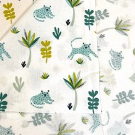 Tissu Coton imprimé animaux feuilles blanc multicolore Tissu Coton imprimé animaux feuilles blanc multicolore