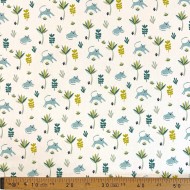 Tissu Coton imprimé animaux feuilles blanc multicolore Tissu Coton imprimé animaux feuilles blanc multicolore