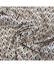 Tissu Coton imprimé Marsala géométrique blanc multicolore Tissu Coton imprimé Marsala géométrique blanc multicolore