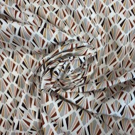 Tissu Coton imprimé Marsala géométrique blanc multicolore Tissu Coton imprimé Marsala géométrique blanc multicolore