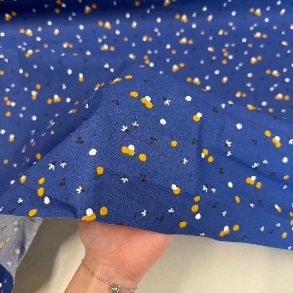 Tissu Coton imprimé Nozbi nature bleu marine multicolore Tissu Coton imprimé Nozbi nature bleu marine multicolore