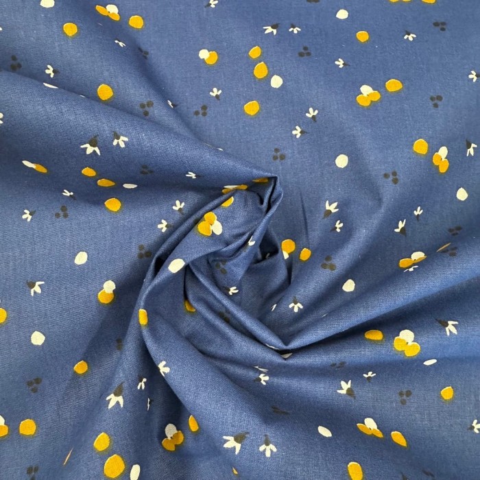Tissu Coton imprimé Nozbi nature bleu marine multicolore Tissu Coton imprimé Nozbi nature bleu marine multicolore