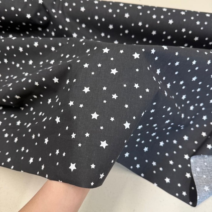 Tissu Coton imprimé Etoile noir blanc Tissu Coton imprimé Etoile noir blanc
