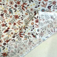 Tissu Coton imprimé Bohème plante oiseau multicolore Tissu Coton imprimé Bohème plante oiseau multicolore