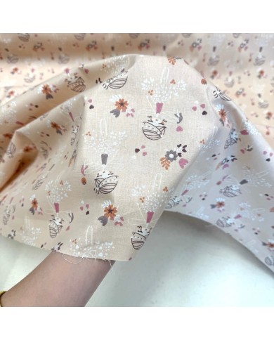 Tissu Coton imprimé Mazyka fée enfant abricot multicolore