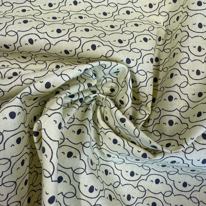 Tissu Coton imprimé Vaoy koala enfant jaune noir Tissu Coton imprimé Vaoy koala enfant jaune noir