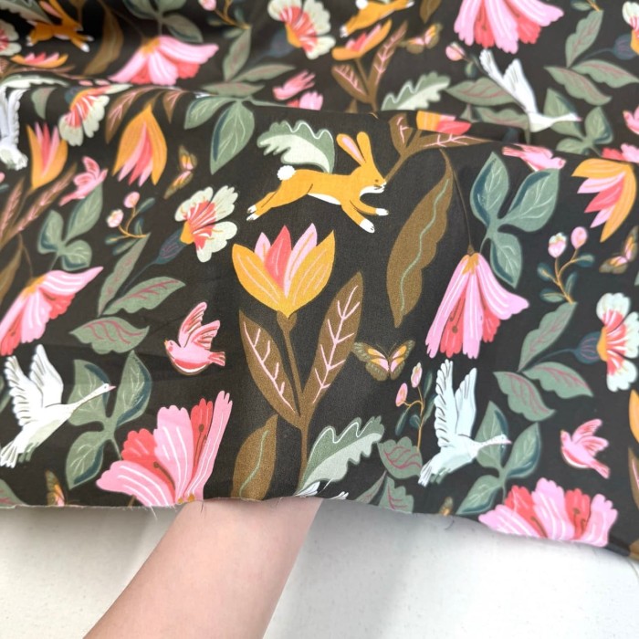 Tissu Coton imprimé Norfolk animal nature marron multicolore Tissu Coton imprimé Norfolk animal nature marron multicolore