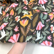 Tissu Coton imprimé Norfolk animal nature marron multicolore Tissu Coton imprimé Norfolk animal nature marron multicolore