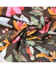 Tissu Coton imprimé Norfolk animal nature marron multicolore Tissu Coton imprimé Norfolk animal nature marron multicolore