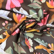 Tissu Coton imprimé Norfolk animal nature marron multicolore Tissu Coton imprimé Norfolk animal nature marron multicolore