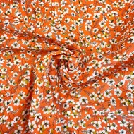 Tissu Coton imprimé Miyu fleur orange multicolore Tissu Coton imprimé Miyu fleur orange multicolore