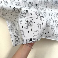 Tissu Coton imprimé Icycolo animal enfant blanc noir Tissu Coton imprimé Icycolo animal enfant blanc noir