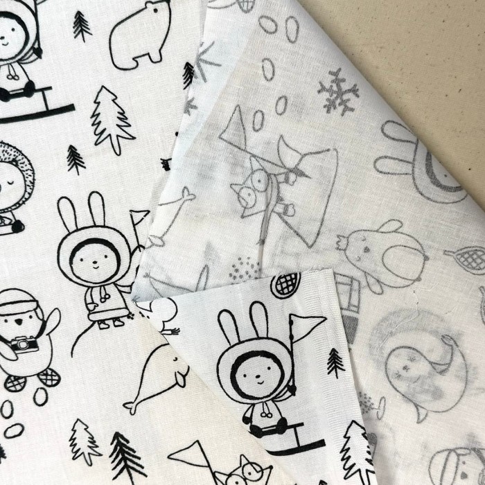 Tissu Coton imprimé Icycolo animal enfant blanc noir Tissu Coton imprimé Icycolo animal enfant blanc noir