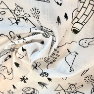 Tissu Coton imprimé Icycolo animal enfant blanc noir Tissu Coton imprimé Icycolo animal enfant blanc noir