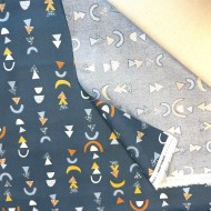 Tissu Coton imprimé Nozbi géométrique bleu multicolore Tissu Coton imprimé Nozbi géométrique bleu multicolore