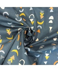 Tissu Coton imprimé Nozbi géométrique bleu multicolore Tissu Coton imprimé Nozbi géométrique bleu multicolore