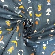 Tissu Coton imprimé Nozbi géométrique bleu multicolore Tissu Coton imprimé Nozbi géométrique bleu multicolore