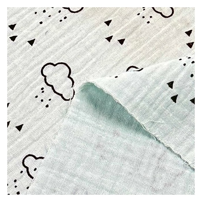 Tissu Double Gaze nuage enfant vert d'eau Tissu Double Gaze nuage enfant vert d'eau
