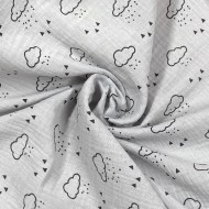 Tissu Double Gaze nuage enfant gris Tissu Double Gaze nuage enfant gris