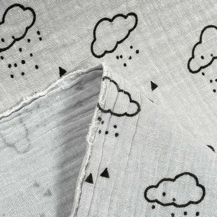 Tissu Double Gaze nuage enfant gris Tissu Double Gaze nuage enfant gris