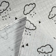 Tissu Double Gaze nuage enfant gris Tissu Double Gaze nuage enfant gris