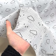 Tissu Double Gaze nuage enfant gris Tissu Double Gaze nuage enfant gris