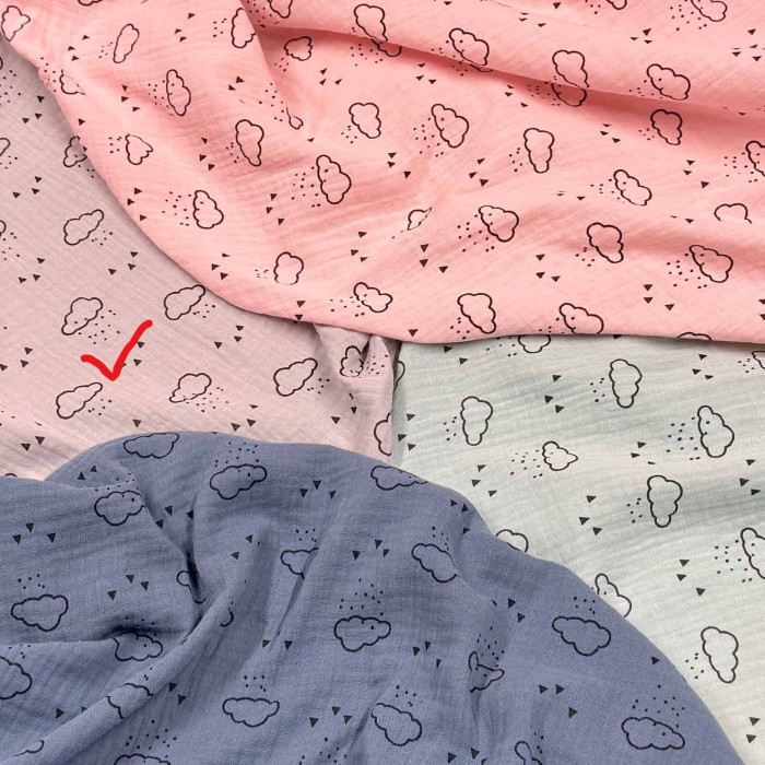 Tissu Double Gaze nuage enfant gris Tissu Double Gaze nuage enfant gris