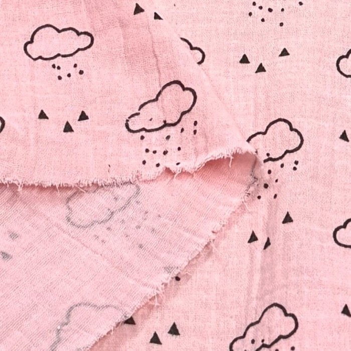 Tissu Double Gaze coton enfant nuage rose Tissu Double Gaze coton enfant nuage rose