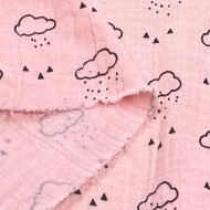 Tissu Double Gaze coton enfant nuage rose Tissu Double Gaze coton enfant nuage rose