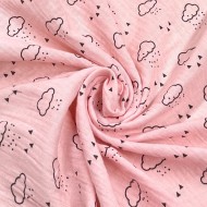 Tissu Double Gaze coton enfant nuage rose Tissu Double Gaze coton enfant nuage rose