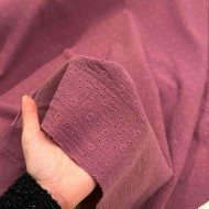 Tissu Double Gaze brodé mauve Tissu Double Gaze brodé mauve