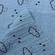 Tissu Double Gaze nuage enfant bleu foncé