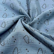 Tissu Double Gaze nuage enfant bleu foncé
