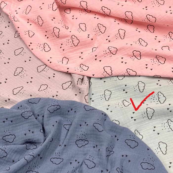 Tissu Double Gaze nuage enfant vert d'eau Tissu Double Gaze nuage enfant vert d'eau