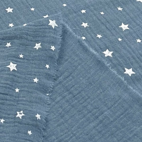 Tissu Double Gaze étoile enfant bleu Tissu Double Gaze étoile enfant bleu