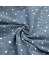 Tissu Double Gaze étoile enfant bleu Tissu Double Gaze étoile enfant bleu