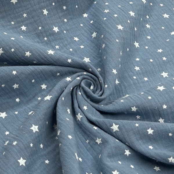 Tissu Double Gaze étoile enfant bleu Tissu Double Gaze étoile enfant bleu