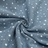 Tissu Double Gaze étoile enfant bleu