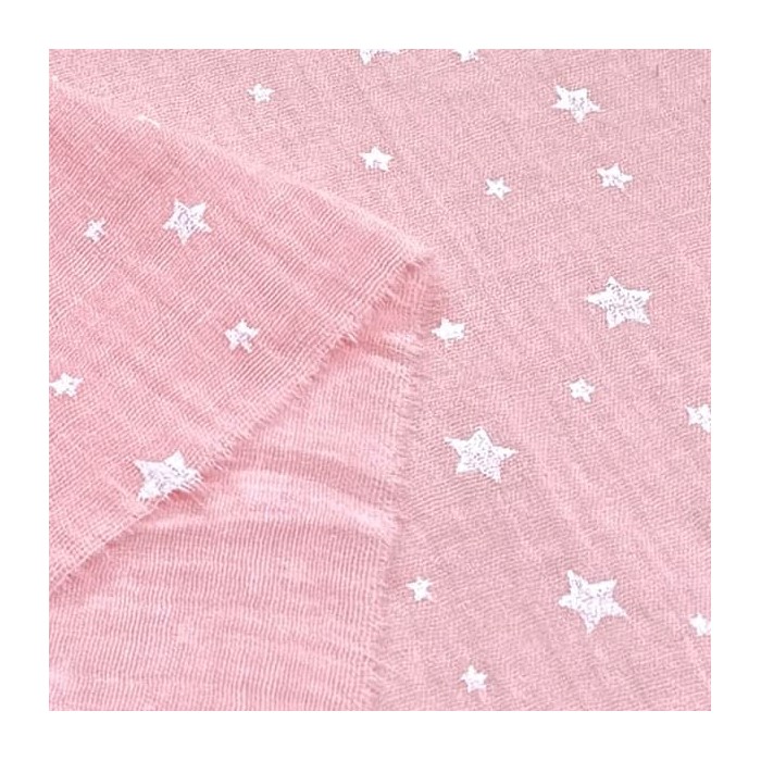 Tissu Double Gaze coton étoile enfant rose Tissu Double Gaze coton étoile enfant rose