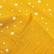 Tissu Double Gaze étoile enfant jaune Tissu Double Gaze étoile enfant jaune