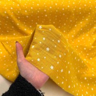 Tissu Double Gaze étoile enfant jaune Tissu Double Gaze étoile enfant jaune