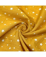 Tissu Double Gaze étoile enfant jaune Tissu Double Gaze étoile enfant jaune