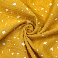 Tissu Double Gaze étoile enfant jaune Tissu Double Gaze étoile enfant jaune