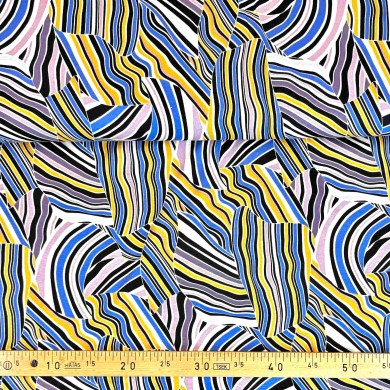 Tissu jersey viscose rayure marbré multicolore