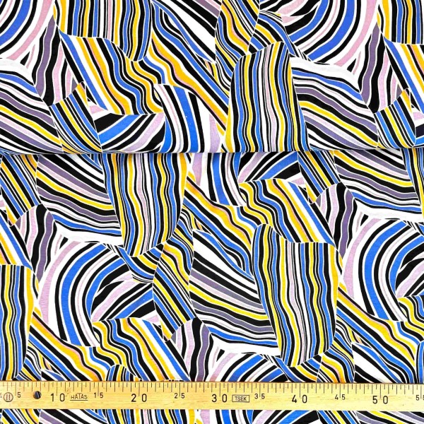 Tissu jersey viscose rayure marbré multicolore Tissu jersey viscose rayure marbré multicolore