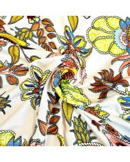 Tissu jersey viscose nature fleur rose multicolore Tissu jersey viscose nature fleur rose multicolore