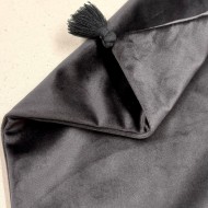 Housse de Coussin en velours avec pompon Coulisse gris foncé - Tissu d'éditeur