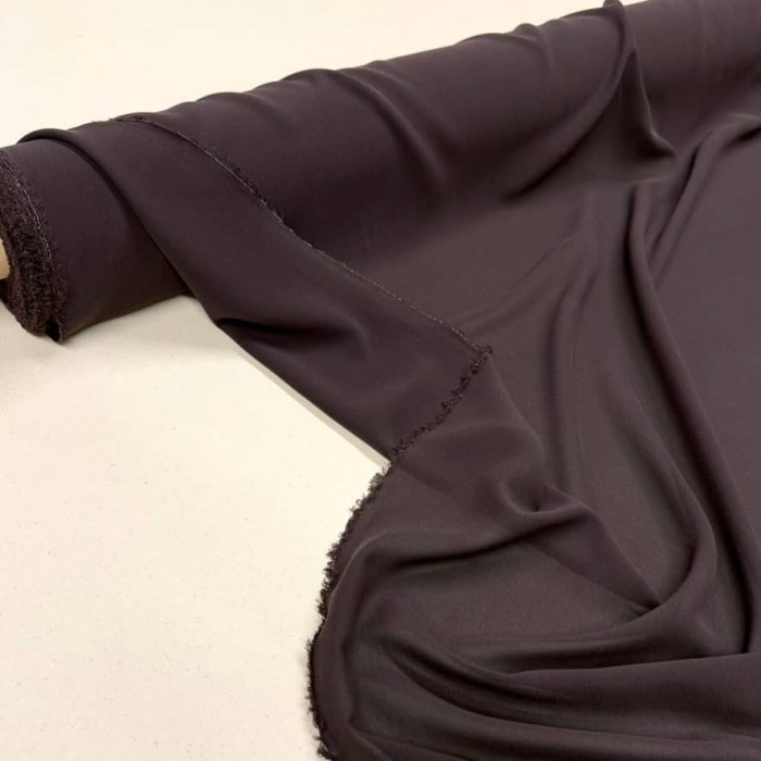 Tissu crêpe de soie 100% chocolate - Tissu haute couture Français